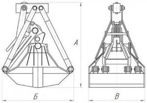 Чертеж двухчелюстного одноканатного грейфера