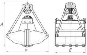 Чертеж двухчелюстного двухканатного грейфера
