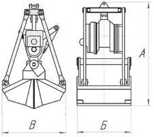 Чертеж двухчелюстного моторного грейфера