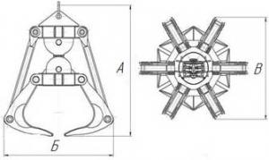 Чертеж многочелюстного двухканатного грейфера