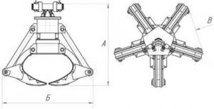 Чертеж многочелюстного четырехканатного грейфера