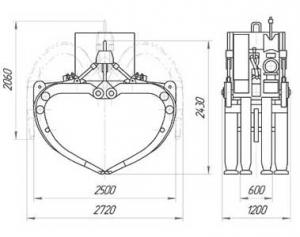 Чертеж гидравлического клещевого лесозахватывающего грейфера