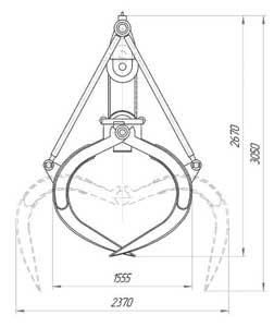 Чертеж моторного клещевого лесозахватывающего грейфера